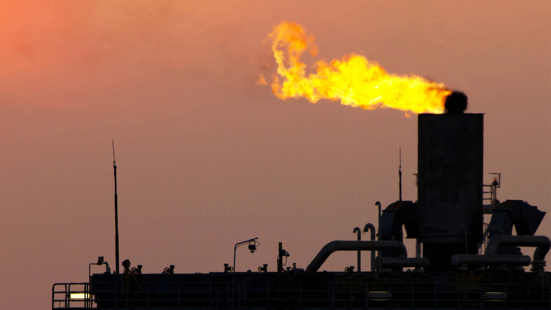 Gas or flare burn on offshore platform