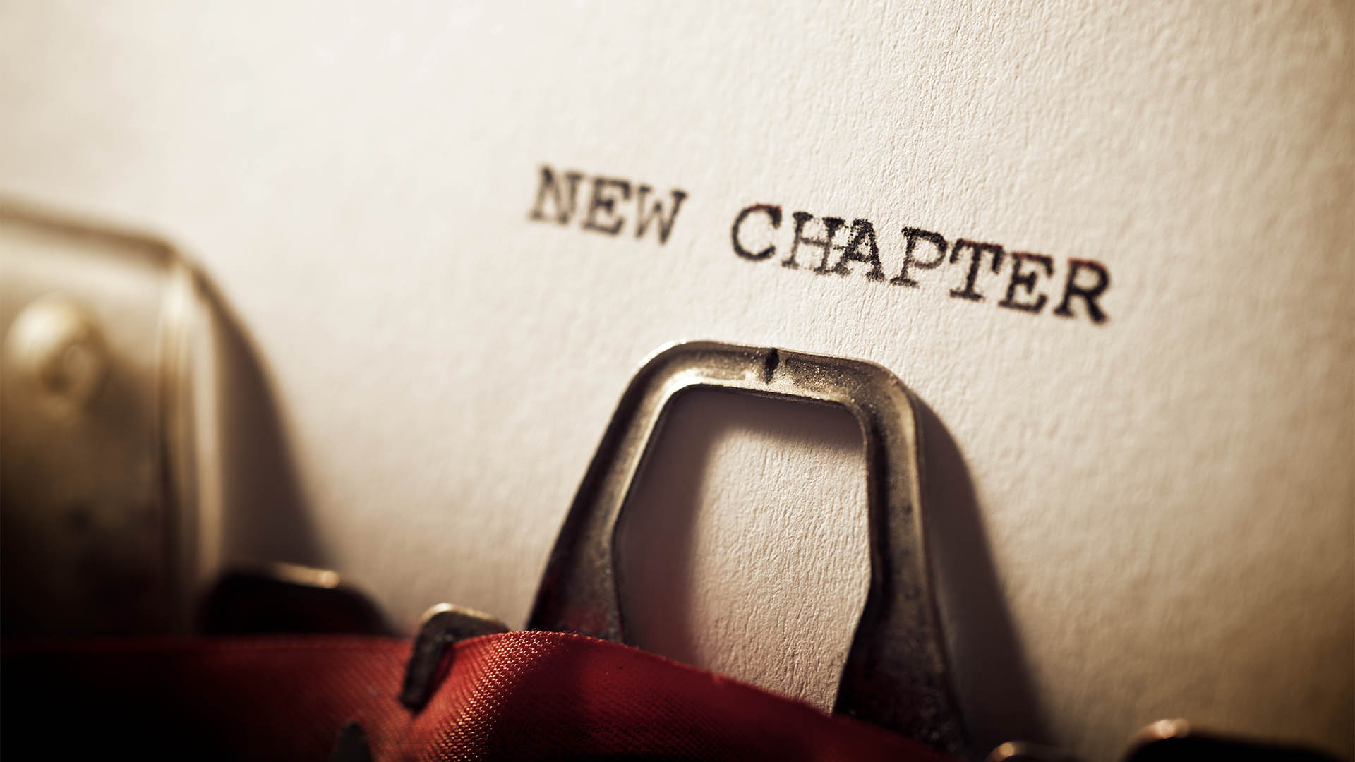 New chapter text written with a typewriter.