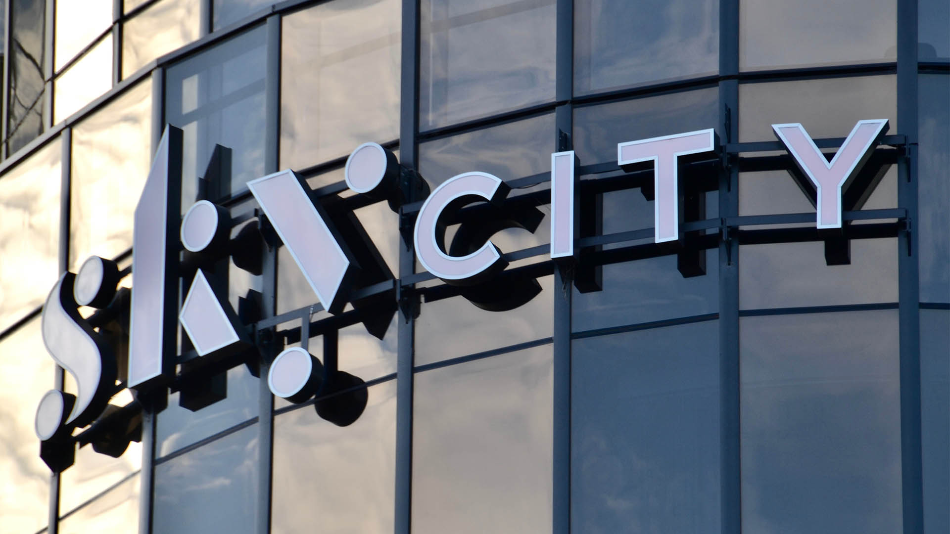 Adelaide, South Australia, Australia - March 9, 2024 - Glass and steel facade of the Sky City casino in the CBD is a new building attracting gambling tourism to the city