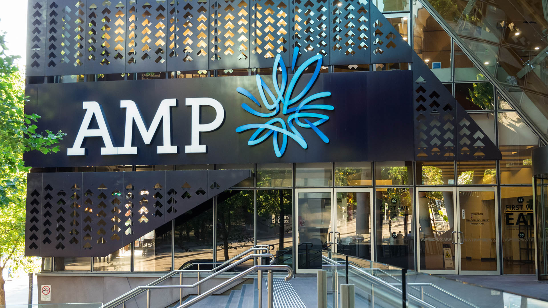 Melbourne, Australia - January 6, 2017: AMP is a financial services company in Australia and New Zealand.  This is its office at 750 Collins Street, Docklands.