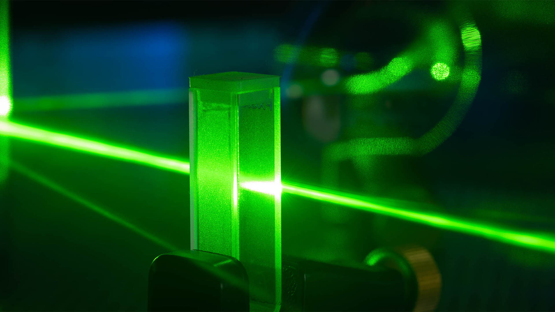 Experiment in photonic laboratory with laser