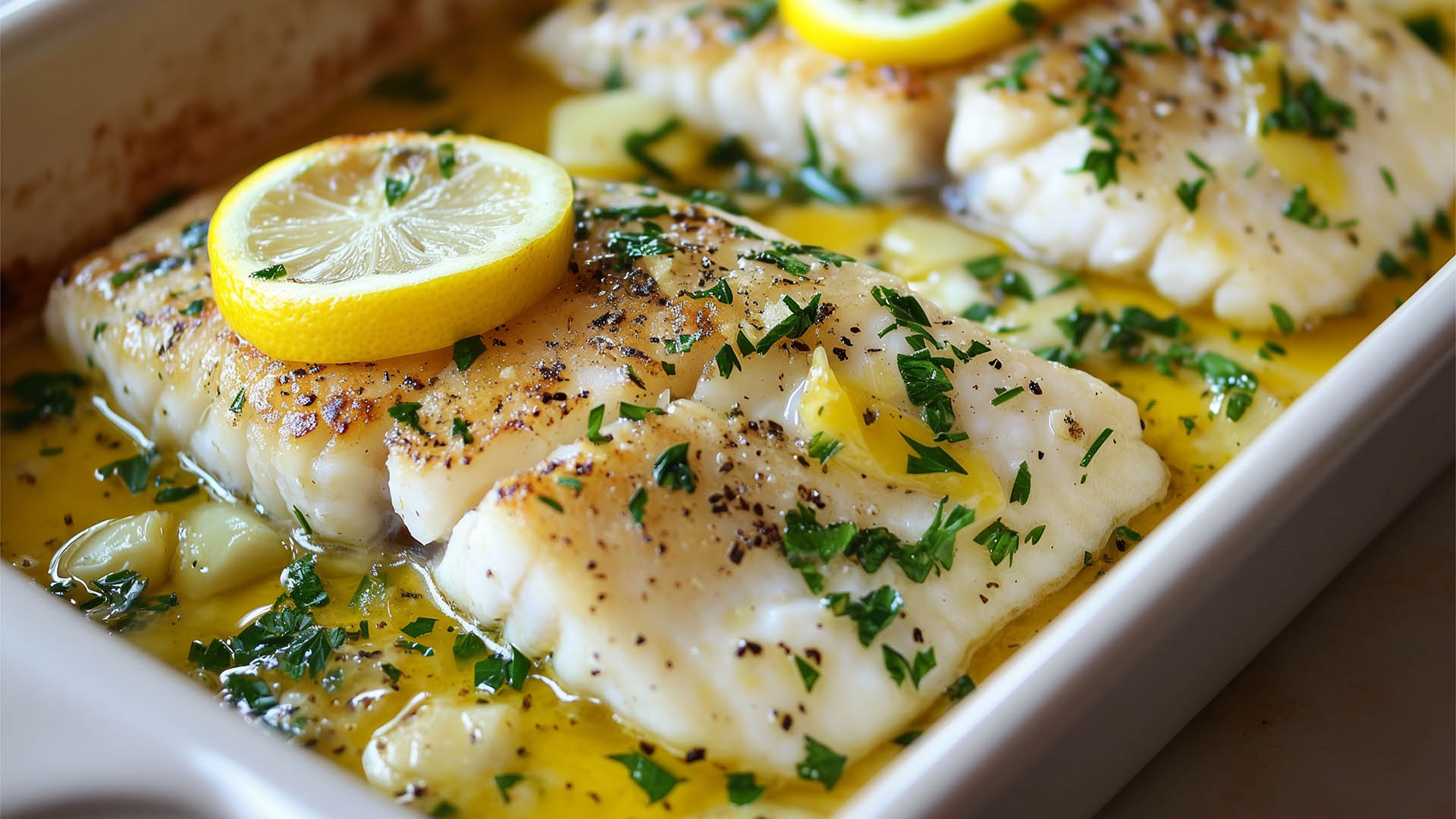 baked cod fish with lemon and parsley home cooking kitchen