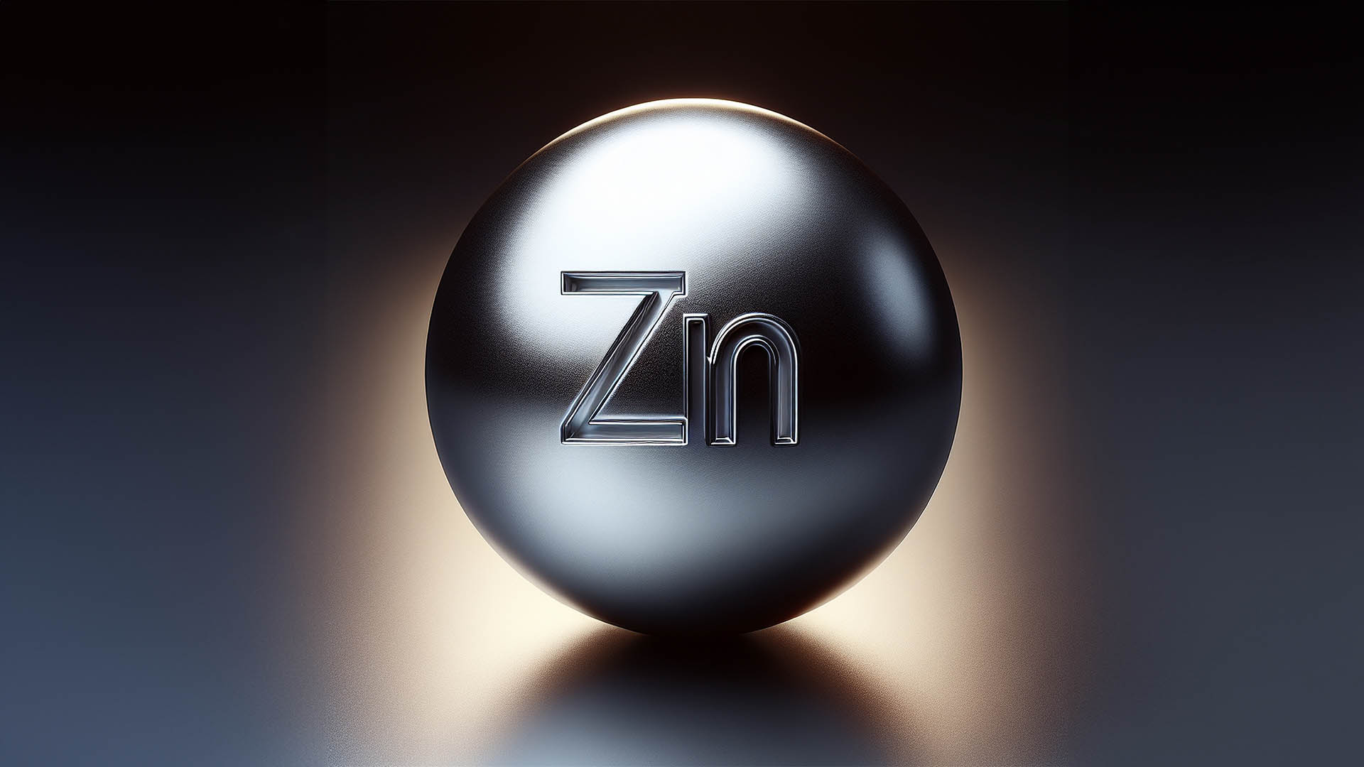 zinc alloy ball with the symbol Zn in it