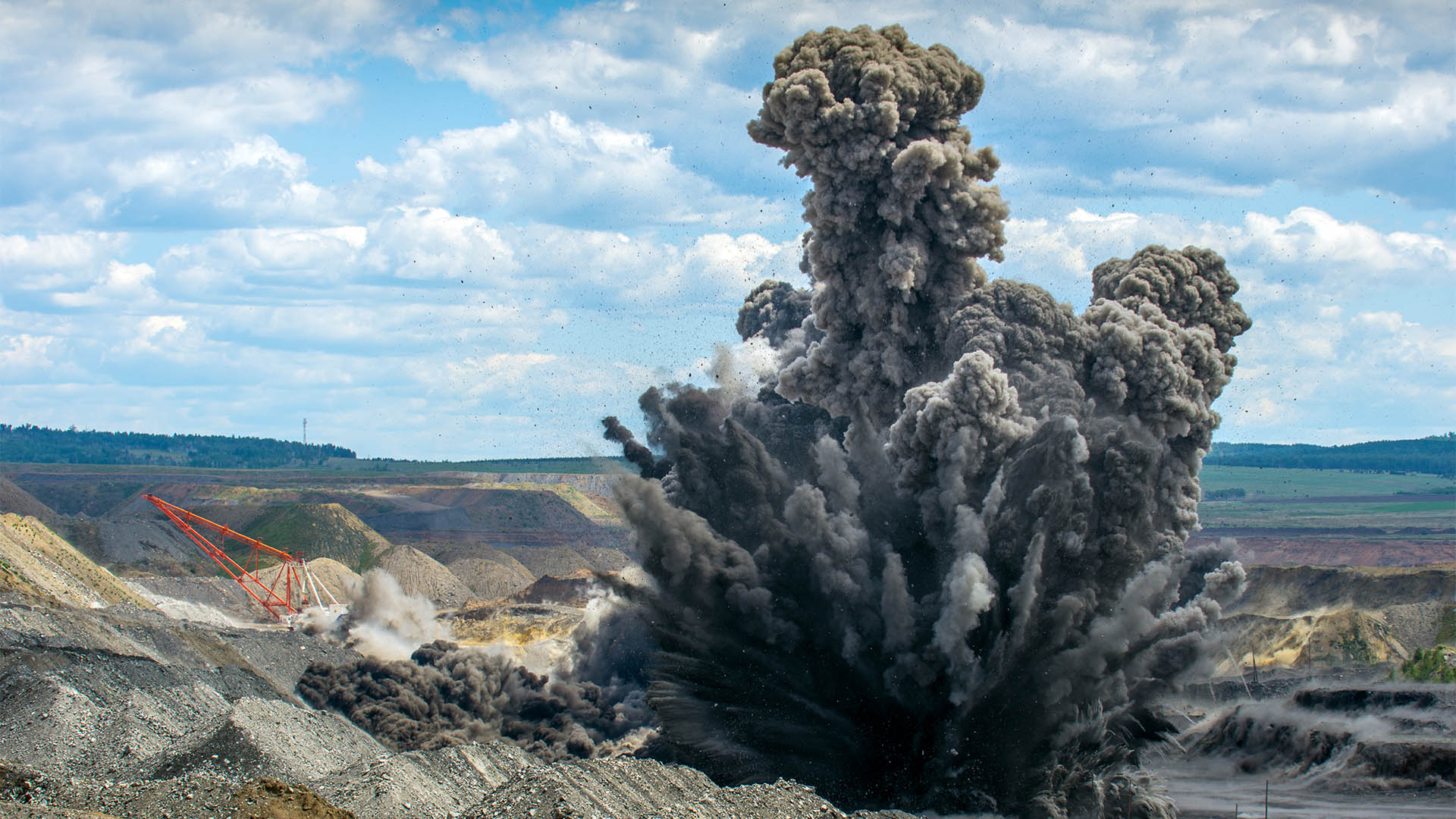 Explosive works on open pit