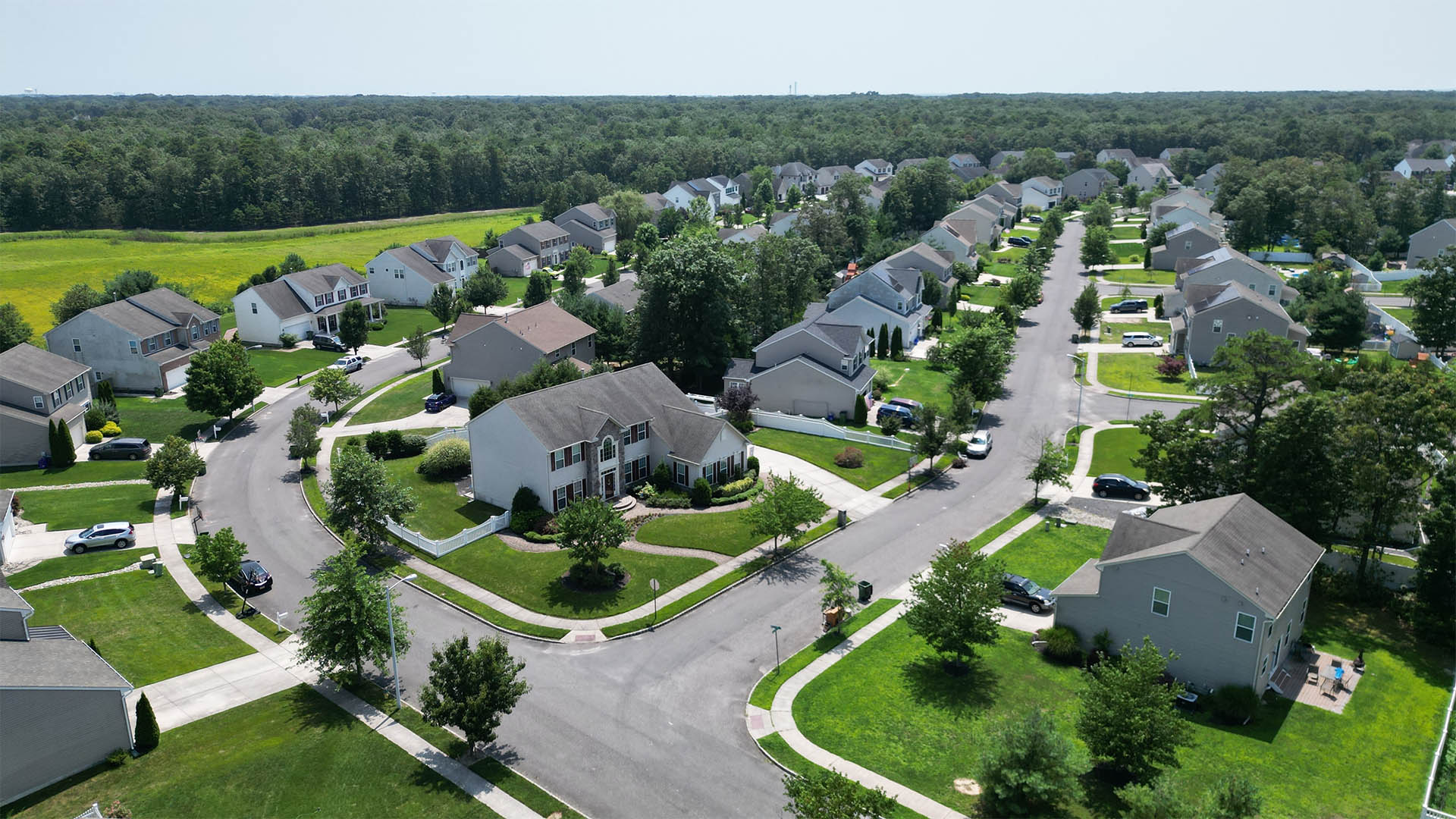 Drone shot of a master-planned community in New Jersey, USA